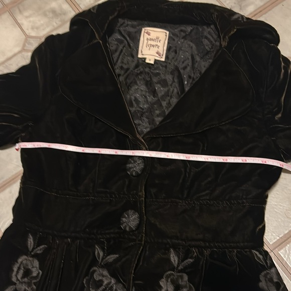 Nanette Lepore Women's 0 Vintage y2K Brown Crushed Velvet Floral Blazer Jacket - Picture 9 of 11